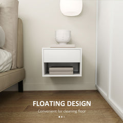 Floating Nightstand Set of 2, Wall Mounted Bedside Table with Drawer for Bedroom Black