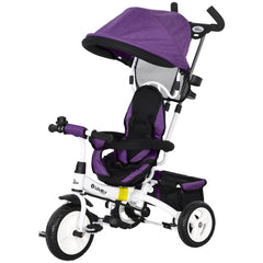 6 in 1 Toddler Tricycle Stroller with Basket, Canopy, 5-point Safety Harness, for 12-60 Months, Grey
