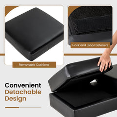 Waiting Room Bench Seating Long Bench with Metal Frame Leg-Black