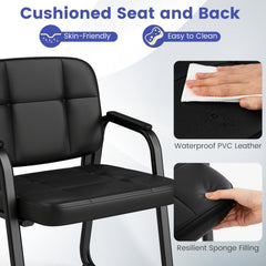 Waiting Room Guest Chairs Set of 4 Leather Office Reception Chairs