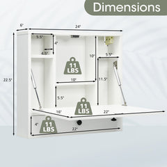 Wall-Mount Floating Desk Foldable Space Saving Laptop Workstation White