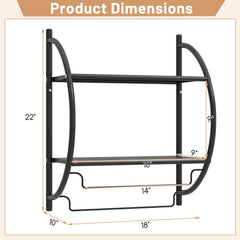 Wall Mounted 2-Tier Bathroom Towel Rack with 2 Towel Bars-Black