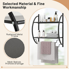 Wall Mounted 2-Tier Bathroom Towel Rack with 2 Towel Bars-Black