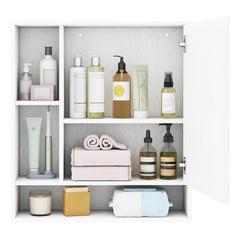 Wall Mounted, Bathroom Cabinet with Mirror Single Door-White