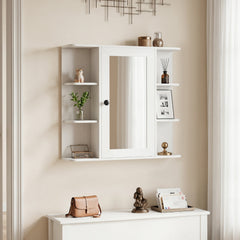 Wall Mounted Bathroom Medicine Cabinet with Mirror and Shelves-White