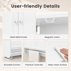 Wall Mounted Bathroom Storage Medicine Cabinet with Towel Bar-White