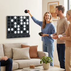 Wall-mounted Metal Connect-4 Game with Acrylic Discs-Black