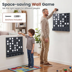 Wall-mounted Metal Connect-4 Game with Acrylic Discs-Black