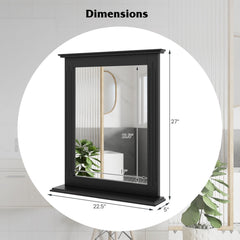 Wall-Mounted Multipurpose Vanity Mirror with Shelf-Black