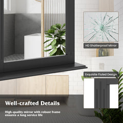 Wall-Mounted Multipurpose Vanity Mirror with Shelf-Black