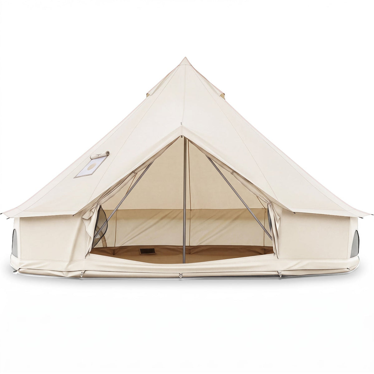 Waterproof Bell Tent with Stove Jack Accommodates and Mesh Windows Doors-M