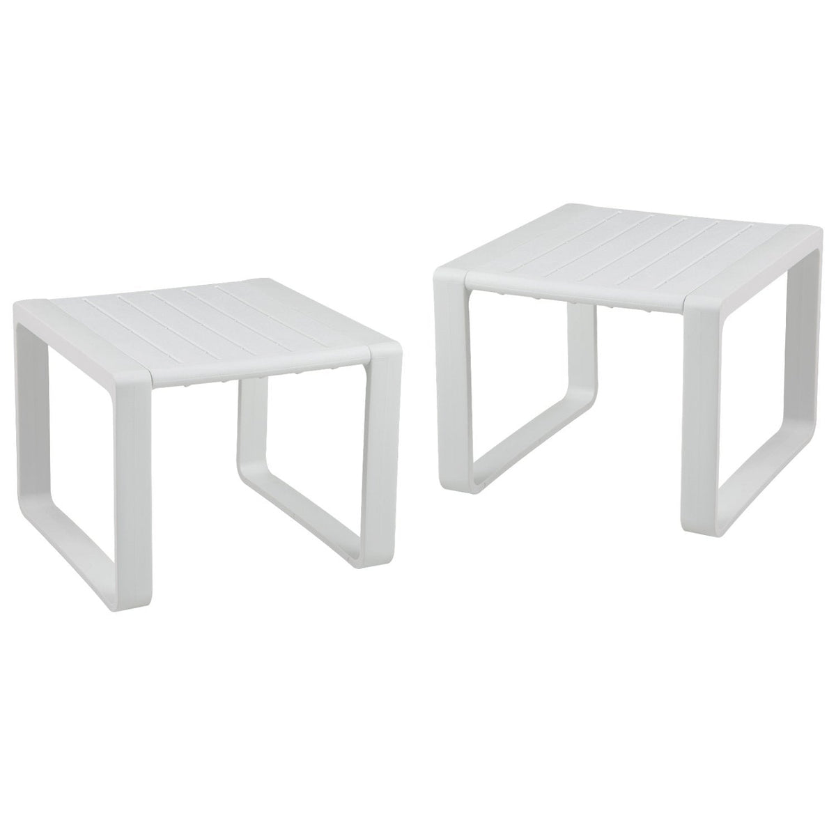 Weather Resistant Adirondack Outdoor Side Table Set of 2-White