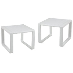 Weather Resistant Adirondack Outdoor Side Table Set of 2-White