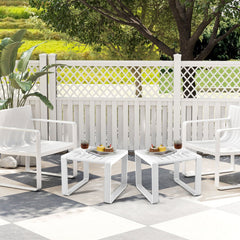 Weather Resistant Adirondack Outdoor Side Table Set of 2-White