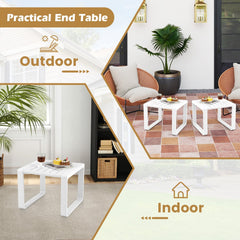 Weather Resistant Adirondack Outdoor Side Table Set of 2-White