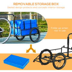 Steel Trailer for Bike, Bicycle Cargo Trailer with Foldable Storage Box and Safe Reflectors, Max Load 88LBS, Black
