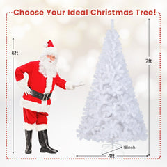 7 FT White Artificial Christmas Tree with 950 PVC Tips and Solid Metal Stand, Unlit