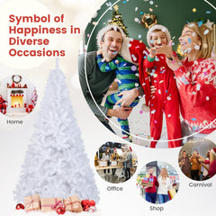 7 FT White Artificial Christmas Tree with 950 PVC Tips and Solid Metal Stand, Unlit
