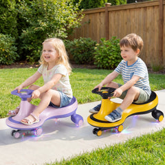 Wiggle Car Ride-on Toy with Flashing Wheels-Purple