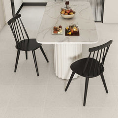 Set of 4 Windsor Dining Chairs with Seven Spindle Harp Back, Black