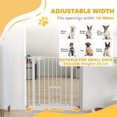 Retractable Gate Extra Wide Press-Mounted with Cat Door, Auto Closing Pet Gate for Stair, Hallway, 29-32 Inch