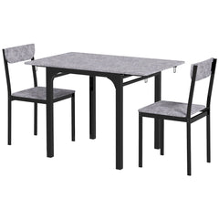 Foldable Dining Table Set for 2, Drop-Leaf Kitchen Table with 2 Chairs for Apartments, Studios, Natural Drop-leaf Dining Table Set Includes 2 Chairs