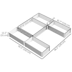 Steel Raised Garden Bed, Set of 5 Large Box Planters for Outdoor Plants Vegetables Flowers Herbs, 8x8x1ft, Black