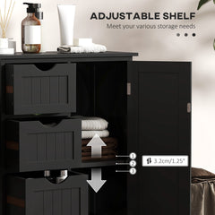 Bathroom Storage Cabinet, Floor Cabinet with Adjustable Shelf and 4 Drawers, Side Cabinet for Washroom, White