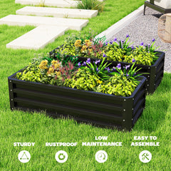 Galvanized Raised Garden Beds, Outdoor Planter Box, Set of 2, for Flowers, Herbs and Vegetables, Black