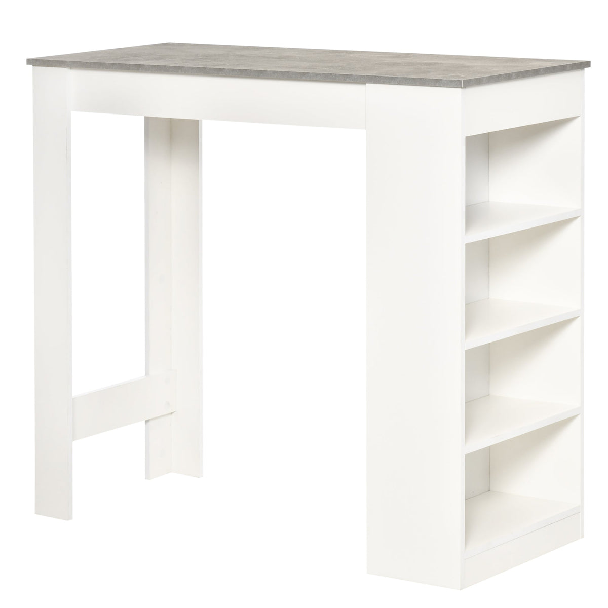 Bar Table, High Top Pub Table with 4 Storage Shelves, Modern Bar Height Table for Home Bar, Kitchen, Grey