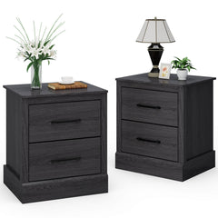Compact Floor Nightstand with 2 Storage Drawers, Dark Grey