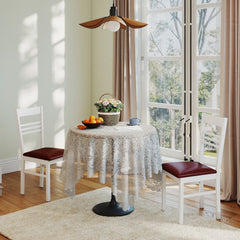 Set of 4 Ladder Back Dining Chairs with PU Leather Seat, White Rubber Wood