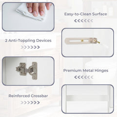 Wood Over the Toilet Bathroom Space Saver with Paper Holder and Shelf-White
