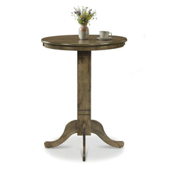 Wood Pub Round Dining Table with Pedestal Base-Gray