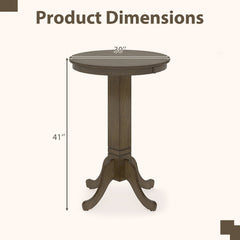 Wood Pub Round Dining Table with Pedestal Base-Gray