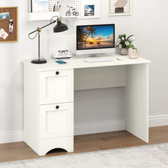 43 Inch Computer Desk with Charging Station for Living Room-White