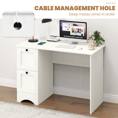 43 Inch Computer Desk with Charging Station for Living Room-White