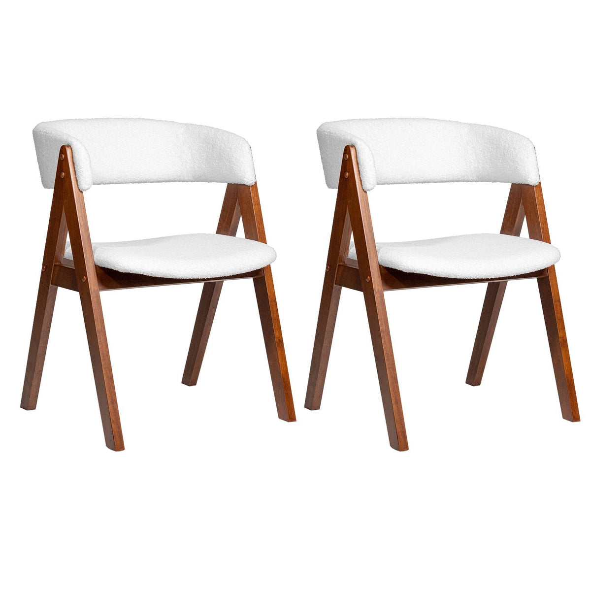Set of 2 Sherpa Dining Armchairs with Open Curved Back, Walnut A Shaped Frame