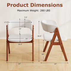 Set of 2 Sherpa Dining Armchairs with Open Curved Back, Walnut A Shaped Frame