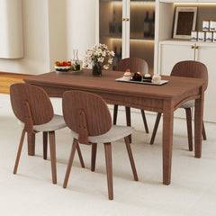 Set of 2 Bentwood Dining Chairs with Curved Back and Chenille Seat, Walnut