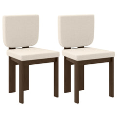 Set of 2 Sherpa Dining Chairs with Wide Seat and Square Walnut Frame