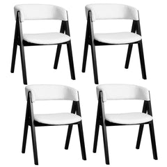 Set of 4 Sherpa Dining Armchairs with Open Curved Back, Black A Shaped Frame