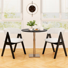 Set of 4 Sherpa Dining Armchairs with Open Curved Back, Black A Shaped Frame