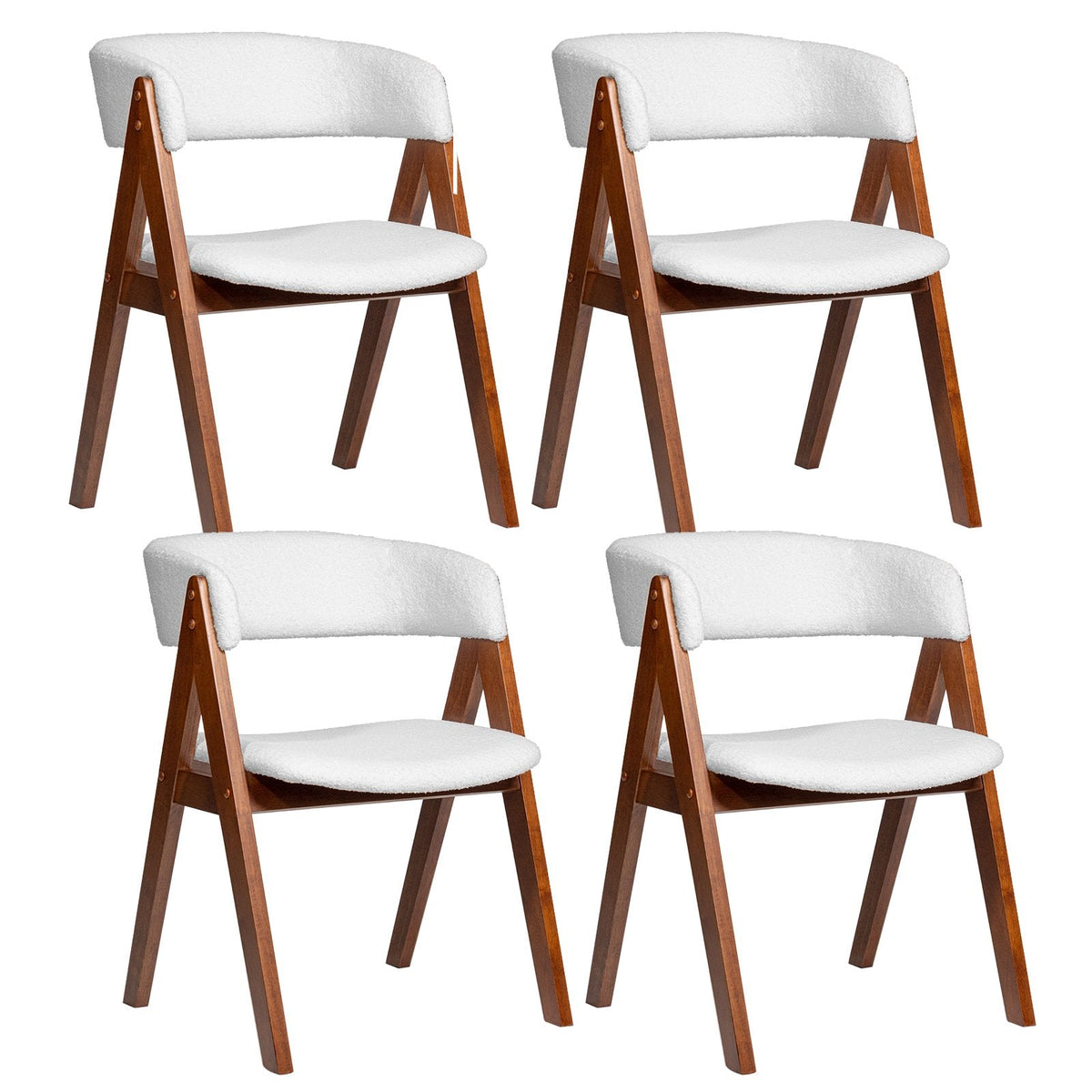 Set of 4 Sherpa Dining Armchairs with Open Curved Back, Walnut A Shaped Frame