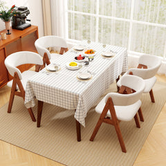 Set of 4 Sherpa Dining Armchairs with Open Curved Back, Walnut A Shaped Frame