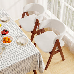 Set of 4 Sherpa Dining Armchairs with Open Curved Back, Walnut A Shaped Frame