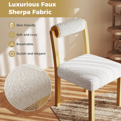 Set of 2 Dining Chairs with Cylinder Sherpa Back and 5.5 Inch Thick Seat, Natural Wood