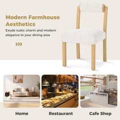 Set of 2 Dining Chairs with Cylinder Sherpa Back and 5.5 Inch Thick Seat, Natural Wood