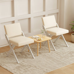 Set of 2 White X Frame Dining Chairs with Padded Back and Seat