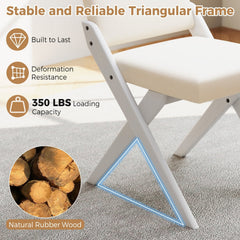 Set of 2 White X Frame Dining Chairs with Padded Back and Seat